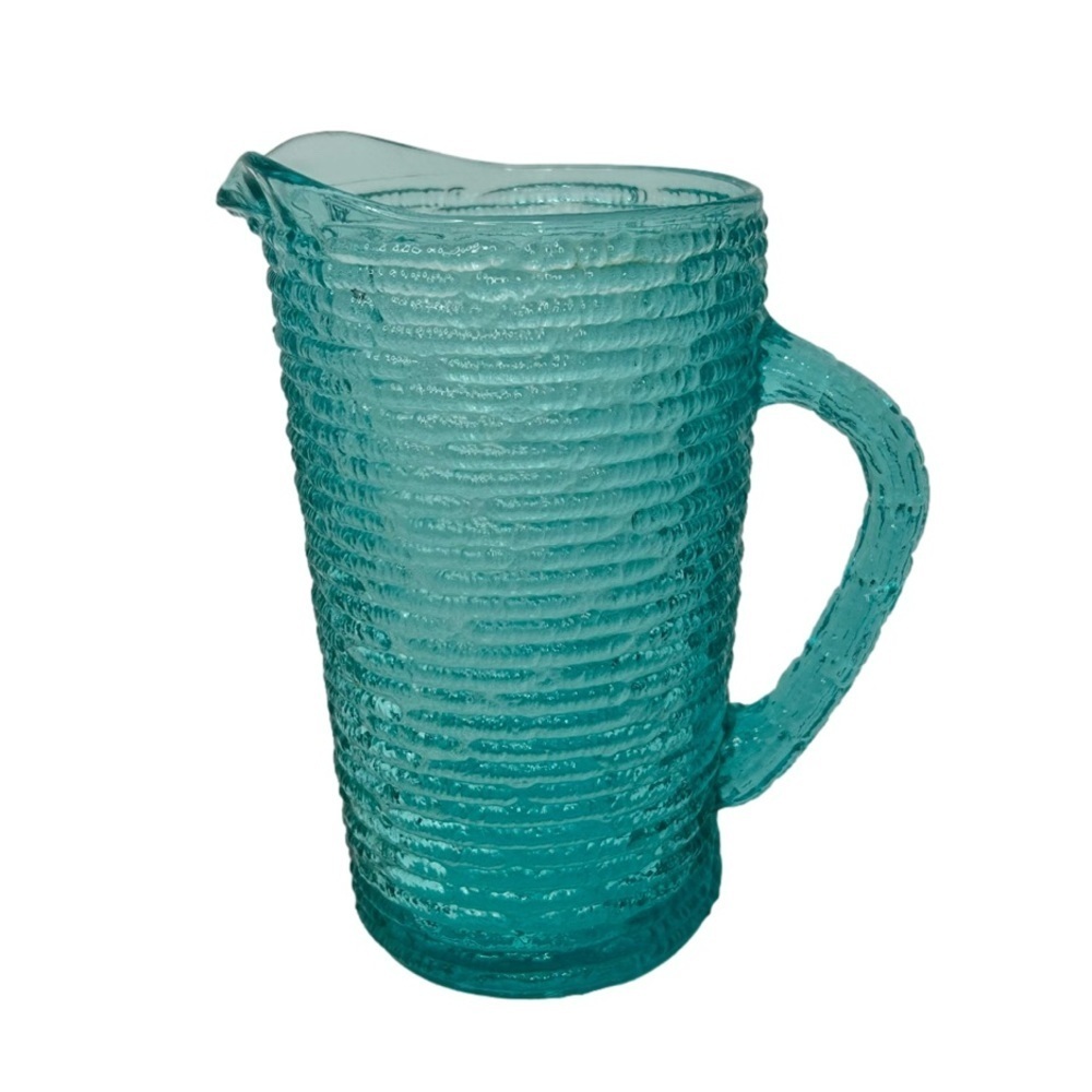 Anchor Hocking Glass Soreno Turquoise Blue Pitcher